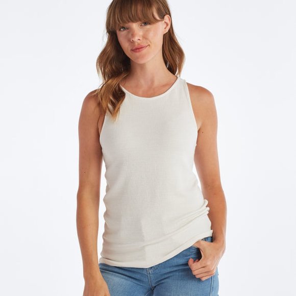 Red Haute Ottoman Rib Tank in Bone Size S NWT - Picture 1 of 11